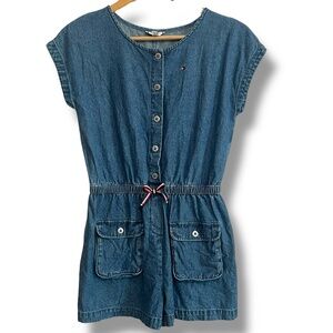 Tommy Hilfiger Denim Blue Jean Button Down‎ Romper Jumpsuit Youth Kid Size 16 XL